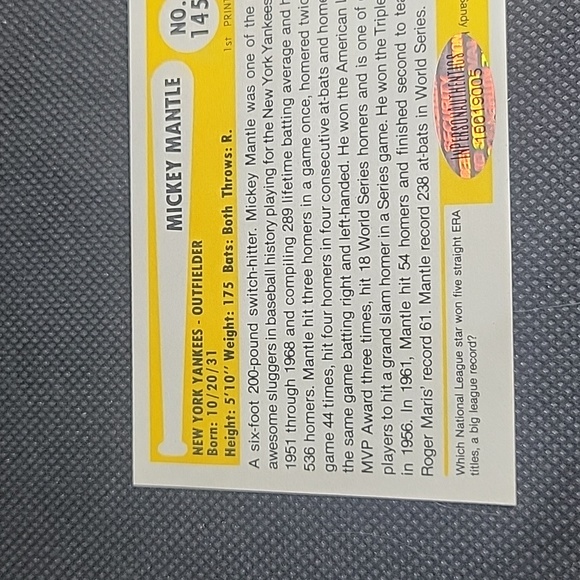 Mickey mantle sighned card 1980 87 ssp baseball immortals Inpersonauthentication - Picture 11 of 14